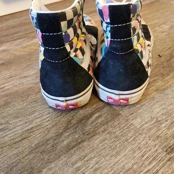 Vans High top  Customs Geometric Checkerboard Sk8-Hi  Mens 7 Womens 8.5 - Picture 2 of 6